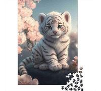 Puzzles Jigsaw 1000 Pièces Petit Tigre Blanc Puzzles 38x26cm/1000pcs pour Enfants Cadeau Jeu D'Intelligence Familial Bricolage Carton