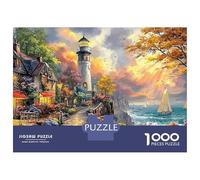 Puzzles Jigsaw 1000 Pièces Phare sur Un Sentier côtier Vibrant et ensoleillé Puzzles 70x50cm/1000pcs pour Adultes Et Enfants Cadeau Jeu D'Intelligence Pression Réduite Bricolage Carton