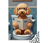 Puzzles Jigsaw 1000 Pièces Poodle Lire Le Journal Puzzles 52x38cm/1000pcs pour Enfants Cadeau Jeu D'Intelligence Familial Bricolage Carton