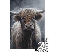 Puzzles Jigsaw 1000 Pièces Portrait de Vache Highland Puzzles 38x26cm/1000pcs pour Enfants Cadeau Jeu D'Intelligence Familial DIY Carton