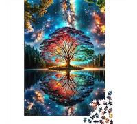 Puzzles Jigsaw 1000 Pièces Réflexion Arbre Cosmique Puzzles 38x26cm/1000pcs pour Enfants Cadeau Jeu D'Intelligence Pression Réduite Bricolage Carton