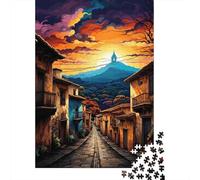 Puzzles Jigsaw 1000 Pièces Rue Sunset Village Puzzles 38x26cm/1000pcs pour Enfants Cadeau Jeu D'Intelligence Pression Réduite Bricolage Carton