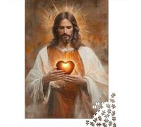 Puzzles Jigsaw 1000 Pièces Sacré Cœur Jésus Puzzles 52x38cm/1000pcs pour Adultes Et Enfants Cadeau Jeu D'Intelligence Pression Réduite DIY Carton