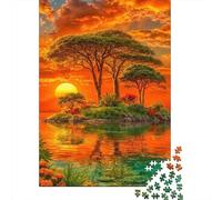 Puzzles Jigsaw 1000 Pièces Safari Sunset Island Puzzles 70x50cm/1000pcs pour Enfants Cadeau Jeu D'Intelligence Familial DIY Carton