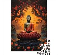 Puzzles Jigsaw 1000 Pièces Scène de méditation du Bouddha Puzzles 38x26cm/1000pcs pour Adultes Et Enfants Cadeau Jeu D'Intelligence Familial Bricolage Carton