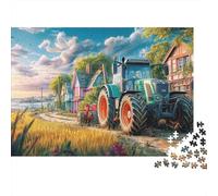 Puzzles Jigsaw 1000 Pièces Scène de Tracteur Rural Puzzles 52x38cm/1000pcs pour Adultes Et Enfants Cadeau Paysage Ferme Vintage Art Jeu D'Intelligence Familial Bricolage Carton