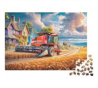 Puzzles Jigsaw 1000 Pièces Scène de Tracteur Rural Puzzles 52x38cm/1000pcs pour Enfants Cadeau Paysage Ferme Vintage Art Jeu D'Intelligence Familial Bricolage Carton