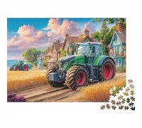 Puzzles Jigsaw 1000 Pièces Scène de Tracteur Rural Puzzles 52x38cm/1000pcs pour Enfants Cadeau Peinture de Campagne Vintage Jeu D'Intelligence Familial Bricolage Carton