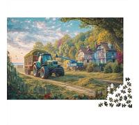 Puzzles Jigsaw 1000 Pièces Scène de Tracteur Rural Puzzles 70x50cm/1000pcs pour Adultes Et Enfants Cadeau Paysage Ferme Vintage Jeu D'Intelligence Pression Réduite Bricolage Carton