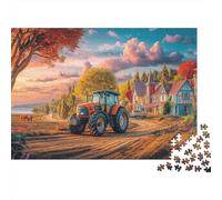 Puzzles Jigsaw 1000 Pièces Scène de Tracteur Rural Puzzles 70x50cm/1000pcs pour Adultes Et Enfants Cadeau Illustration de Campagne colorée Jeu D'Intelligence Pression Réduite DIY Carton