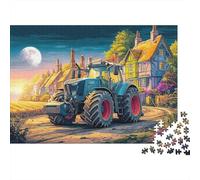 Puzzles Jigsaw 1000 Pièces Scène de Tracteur Rural Puzzles 70x50cm/1000pcs pour Enfants Cadeau Illustration de Campagne Vintage Jeu D'Intelligence Pression Réduite DIY Carton