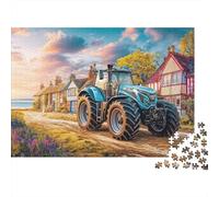 Puzzles Jigsaw 1000 Pièces Scène de Tracteur Rural Puzzles 70x50cm/1000pcs pour Enfants Cadeau Peinture de Campagne Vintage Jeu D'Intelligence Pression Réduite Bricolage Carton