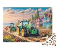 Puzzles Jigsaw 1000 Pièces Scène de Tracteur Rural Puzzles 70x50cm/1000pcs pour Enfants Cadeau Style d'art de Paysage Rural Jeu D'Intelligence Pression Réduite Bricolage Carton
