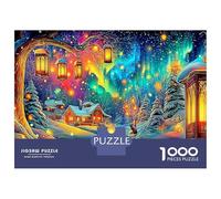 Puzzles Jigsaw 1000 Pièces Sentier éclairé par des lanternes dans Une forêt Puzzles 70x50cm/1000pcs pour Adultes Et Enfants Cadeau Jeu D'Intelligence Familial Bricolage Carton