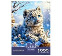 Puzzles Jigsaw 1000 Pièces Snow Léopard Puzzles 38x26cm/1000pcs pour Adultes Et Enfants Cadeau Jeu D'Intelligence Pression Réduite Bricolage Carton