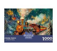 Puzzles Jigsaw 1000 Pièces Snowy Night Train Puzzles 38x26cm/1000pcs pour Enfants Cadeau Jeu D'Intelligence Pression Réduite DIY Carton