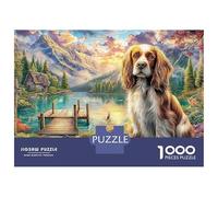Puzzles Jigsaw 1000 Pièces Spaniel de Mountain Lake Puzzles 52x38cm/1000pcs pour Adultes Et Enfants Cadeau Jeu D'Intelligence Pression Réduite DIY Carton
