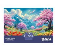 Puzzles Jigsaw 1000 Pièces Spring Mountain Valley avec des Fleurs Puzzles 70x50cm/1000pcs pour Adultes Et Enfants Cadeau Jeu D'Intelligence Familial DIY Carton
