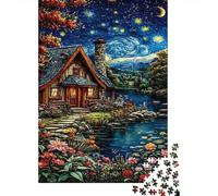 Puzzles Jigsaw 1000 Pièces StarryNightCottage Puzzles 38x26cm/1000pcs pour Enfants Cadeau Jeu D'Intelligence Familial DIY Carton