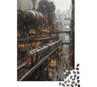 Puzzles Jigsaw 1000 Pièces Steampunk Cityscape Puzzles 52x38cm/1000pcs pour Enfants Cadeau Jeu D'Intelligence Pression Réduite Bricolage Carton