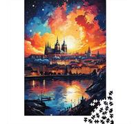 Puzzles Jigsaw 1000 Pièces Sunset Cityscape Vue Puzzles 52x38cm/1000pcs pour Enfants Cadeau Jeu D'Intelligence Familial DIY Carton