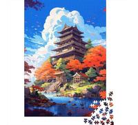 Puzzles Jigsaw 1000 Pièces Temple Japonais Automne Puzzles 52x38cm/1000pcs pour Enfants Cadeau Jeu D'Intelligence Familial Bricolage Carton