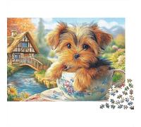 Puzzles Jigsaw 1000 Pièces Terrier du Yorkshire Puzzles 52x38cm/1000pcs pour Adultes Et Enfants Cadeau Jeu D'Intelligence Pression Réduite DIY Carton