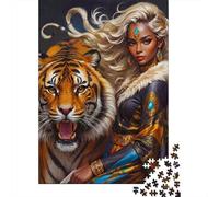 Puzzles Jigsaw 1000 Pièces Tigre Guerrier Reine Puzzles 52x38cm/1000pcs pour Enfants Cadeau Jeu D'Intelligence Familial DIY Carton