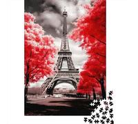 Puzzles Jigsaw 1000 Pièces Tour Eiffel Arbres Rouges Puzzles 52x38cm/1000pcs pour Adultes Et Enfants Cadeau Jeu D'Intelligence Familial DIY Carton