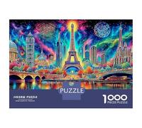 Puzzles Jigsaw 1000 Pièces Tour Eiffel Paris Skyline Puzzles 38x26cm/1000pcs pour Enfants Cadeau Jeu D'Intelligence Pression Réduite DIY Carton
