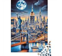 Puzzles Jigsaw 1000 Pièces Vue Nocturne de la Ville de New York Puzzles 52x38cm/1000pcs pour Adultes Et Enfants Cadeau Jeu D'Intelligence Pression Réduite DIY Carton