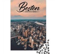 Puzzles Jigsaw 1000 Pièces Vue sur Boston Skyline Puzzles 70x50cm/1000pcs pour Adultes Et Enfants Cadeau Jeu D'Intelligence Familial DIY Carton