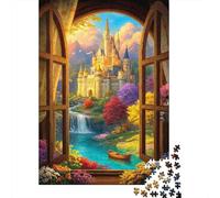 Puzzles Jigsaw 1000 Pièces Vue sur Le château Fantasy Puzzles 52x38cm/1000pcs pour Enfants Cadeau Jeu D'Intelligence Familial Bricolage Carton