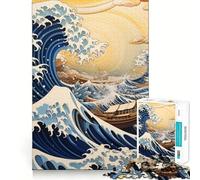 Puzzles Kanagawa Under The Wave 1000 pièces à reconstituer,Jeu Amusant et sans bavures,pièces nettes et découpées,Jeu Portable et idéal pour Les Voyages (50x75cm)