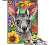 Puzzles Kangourou Fleuri pour Adultes 1000 pièces, Jeu Stimulant et Jeu Familial avec Affiche et fiche de Questions Assorties 26x38cm