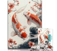 Puzzles Koi de Style Japonais pour Adolescents 1000 Puzzles, Staycation Kill Time Chaque pièce est Unique - Jeu Familial Stimulant et Amusant 38x26cm