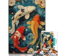 Puzzles Koi Japonais pour Adultes, 1000 pièces, Anti-Stress, défi Difficile, à Offrir en Cadeau à Toute la Famille, 75x50cm
