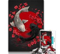 Puzzles Koi Noir et Blanc pour Adolescents 1000 Puzzles, Difficiles à compléter mais Amusants et Humoristiques Décoration d'intérieur et Cadeaux Uniques 38x26cm