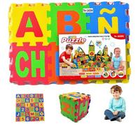 Puzzles Labyrinthe, Tapis Puzzle 36 Carreaux, Tapis pour bébé en Mousse EVA 31 x 31 pour Sol emboîtable avec Alphabet Espagnol, de Puzzle en Mousse pour Jouer et Faire de l'exercice pour bébés