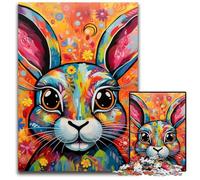 Puzzles Lapin Art Coloré 1000 Pièces pour Adultes Puzzles Parfaits pour Les Réunions de Famille, Les Anniversaires, Les Vacances 26x38cm / 10,23x14,96 Pouces