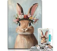 Puzzles Lapin de Pâques pour Adolescents 1000 pièces, Difficiles à compléter mais Amusants et Humoristiques avec Affiche et Feuille de Questions correspondantes 50x75cm