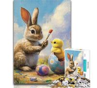Puzzles Lapin de Pâques pour Adultes et Adolescents, 1000 pièces, Jeu éducatif, Jouet de défi, idéal comme Cadeau pour Toute la Famille (75x50cm)