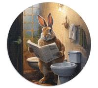 Puzzles Lapin lisant Un Journal pour Adultes, 1 000 pièces, Ronds, pour débutants, idéals pour Les Anniversaires et Les fêtes, 67,5 x 67,5 cm