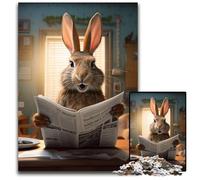 Puzzles Lapin lisant Un Journal pour Adultes, 1000 pièces en Carton, Casse-tête Stimulant pour Adolescents, Jeu interactif et Amusant en Famille, 26x38cm/10,23x14,96 Pouces