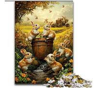 Puzzles Lapins dans Les Champs pour Adultes et Adolescents, Jeux Amusants, Chaque pièce est Unique - Jeu Familial Stimulant 26x38cm