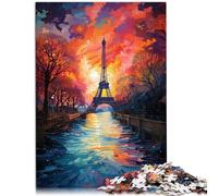 Puzzles Le psychédélisme coloré de la Seine 1000 pièces Puzzle Jouets Puzzle en Bois Puzzles pour Jeu éducatif Défi Jouet （50x75 cm）