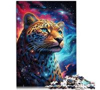 Puzzles Le psychédélisme coloré du léopard de la Nuit étoilée pour Adultes Puzzles 1000 pièces Puzzle en Bois Puzzle （50x75 cm）