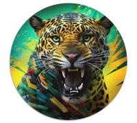 Puzzles Léopard Africain 1000 Pièces pour Adultes Puzzle Rond 1000 Pièces Jeu Adulte Cadeau Jeu Interactif Familial Défi Cérébral Cadeau (67,5x67,5cm)