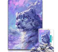 Puzzles Léopard des Neiges Fantastique pour Adolescents, Puzzle 1000 Pièces, Jeux Amusants, Chaque Pièce Est Unique - Jeu Familial Amusant et Défi (50x75cm)