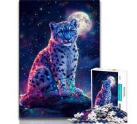 Puzzles Léopard des neiges sous la Lune pour Adultes, 1 000 pièces, Difficiles à réaliser, mais Amusants et Humoristiques, décoration d'intérieur et Cadeaux Uniques (50x75cm)
